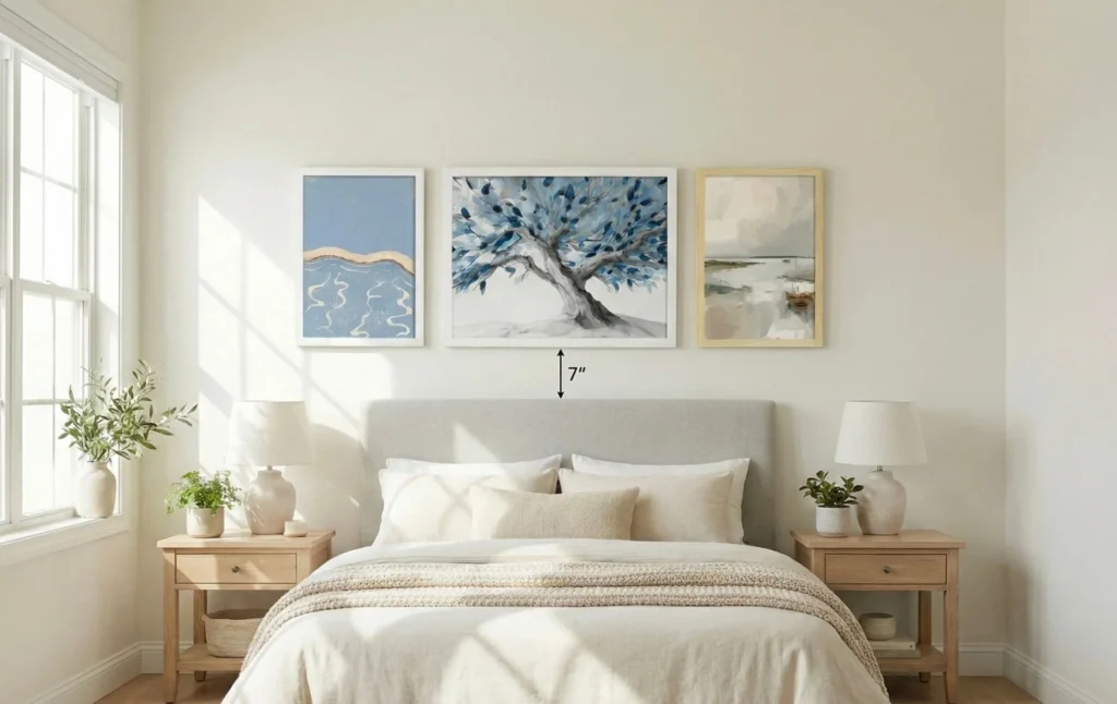 bedroom wall art size and placement