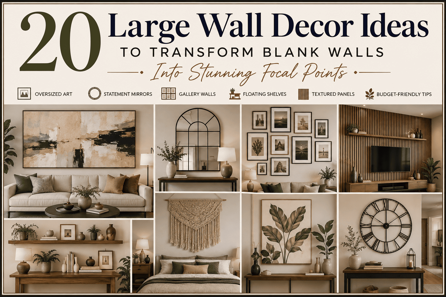 20 Large Wall Decor Ideas to Transform Blank Walls Into Stunning Focal Points